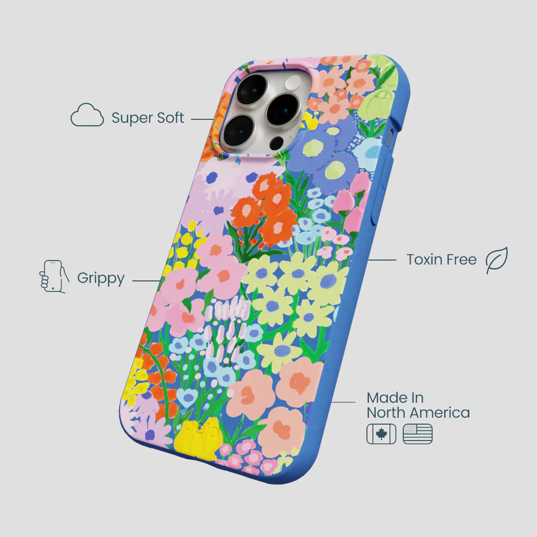 Electric Blue Painted Garden iPhone 15 Pro Max Case - Image 4