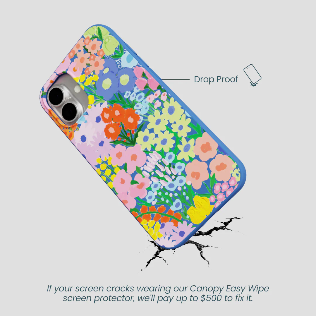 Electric Blue Painted Garden iPhone 16 Plus Case - Image 5