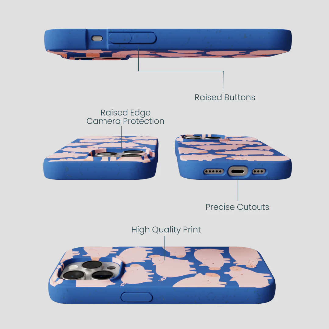Electric Blue Piggies iPhone 14 Pro Case - Image 3