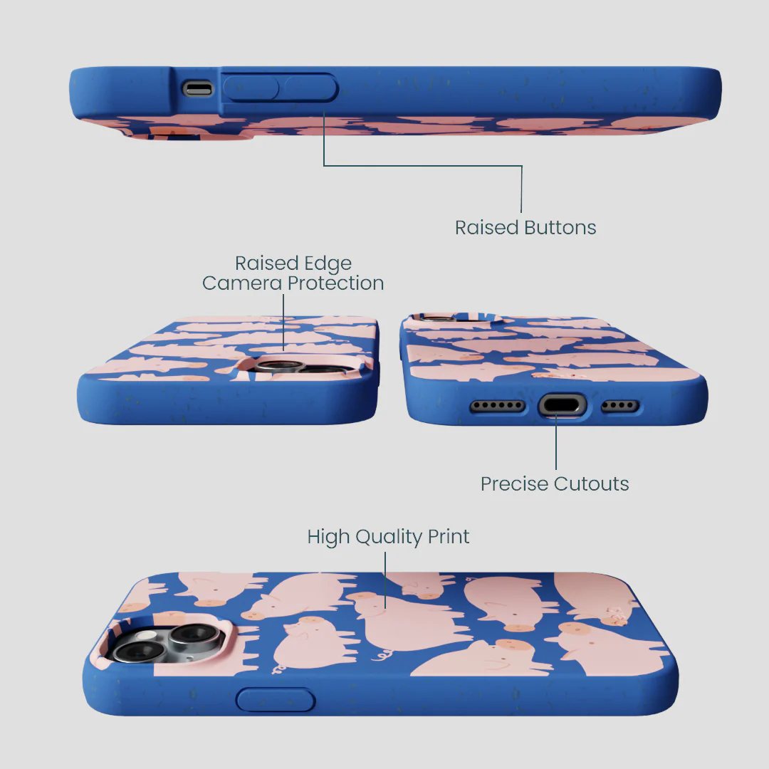 Electric Blue Piggies iPhone 15 Plus Case - Image 3
