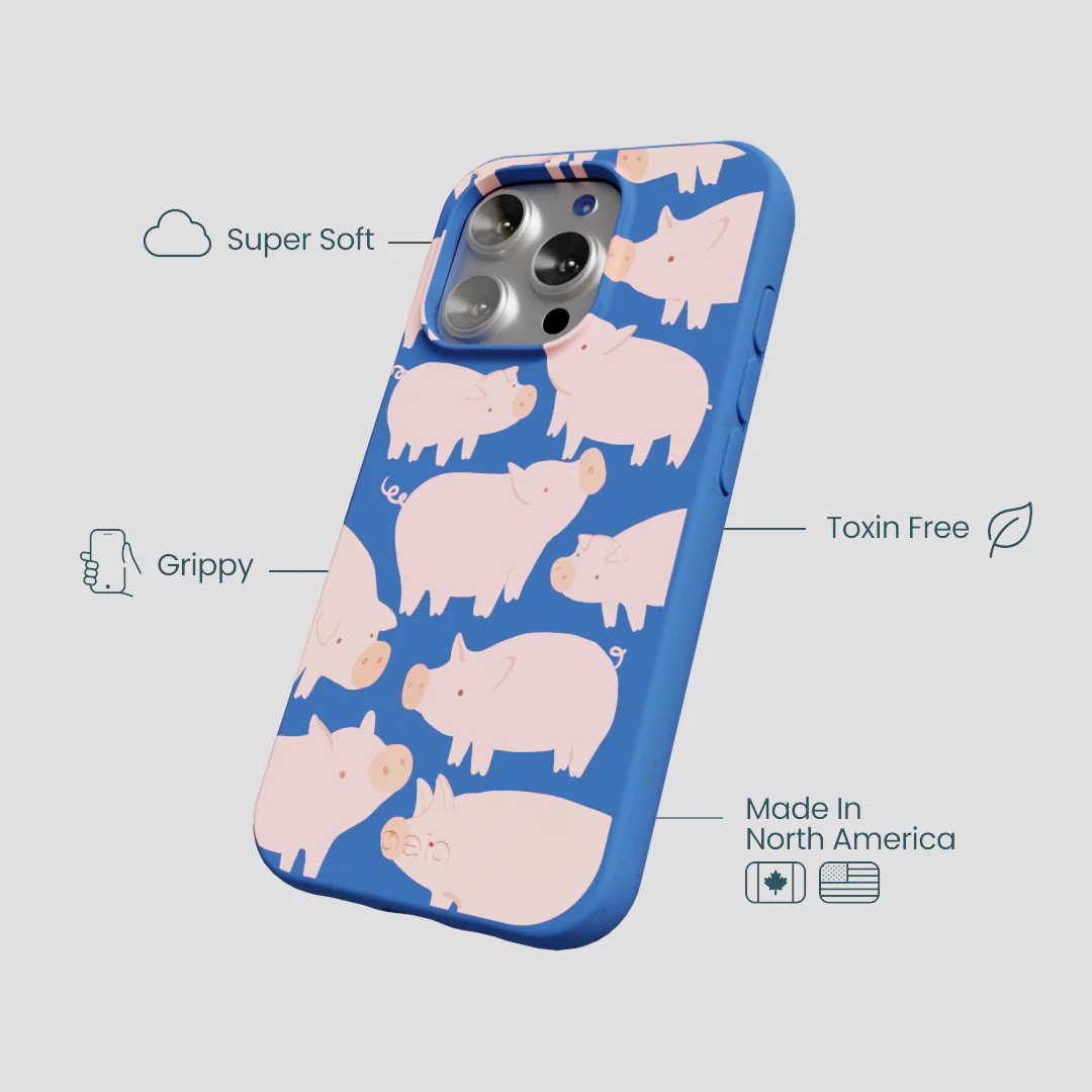 Electric Blue Piggies iPhone 16 Pro Case - Image 4