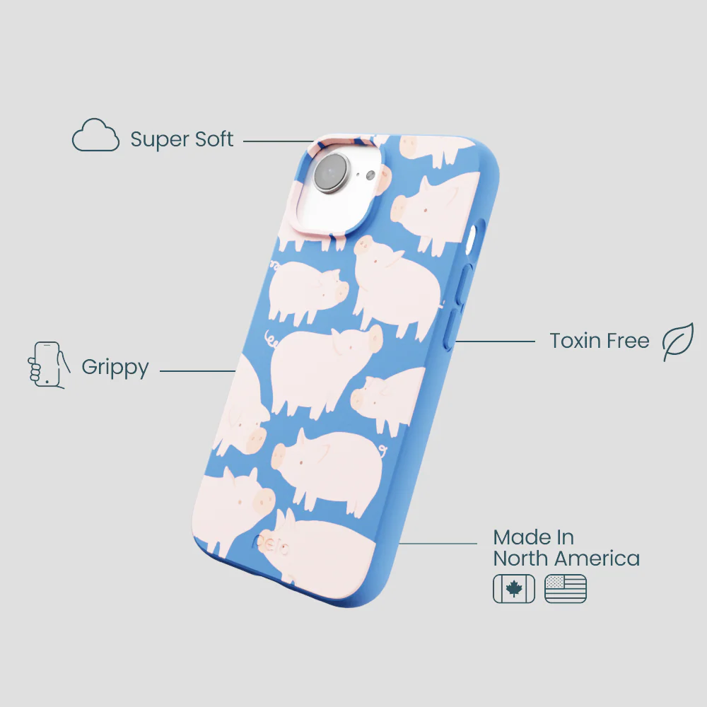 Electric Blue Piggies iPhone 16e/17e Case - Image 4