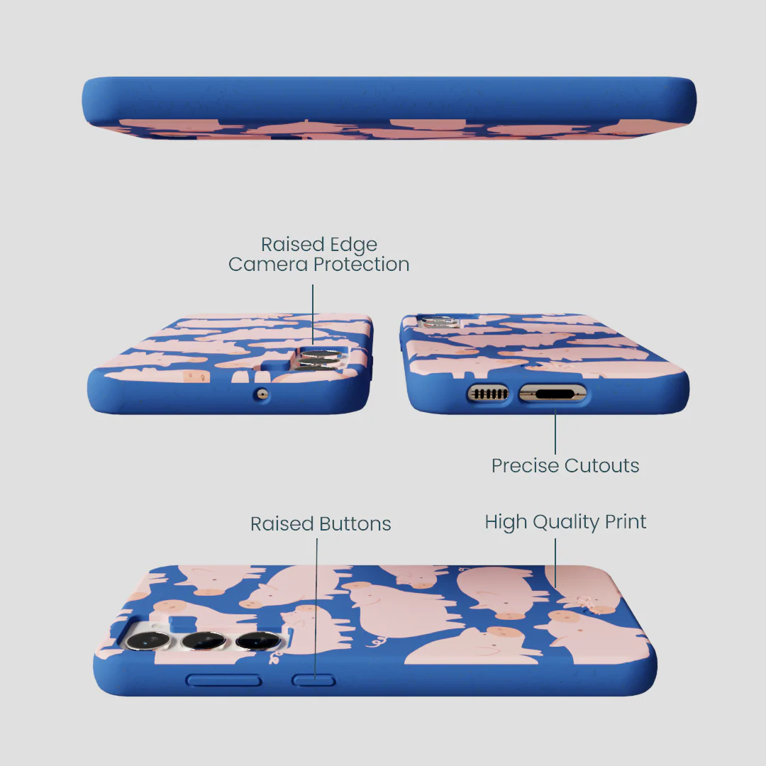 Electric Blue Piggies Samsung Galaxy S24+(Plus) Case - Image 3