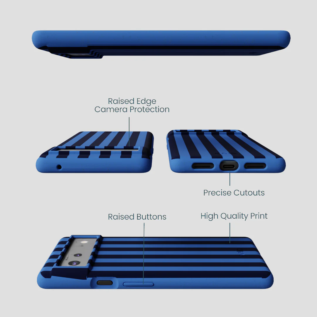 Electric Blue Sapphire Stripes Google Pixel 6a Case - Image 2
