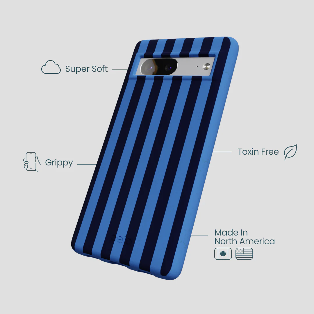 Electric Blue Sapphire Stripes Google Pixel 7a Case - Image 3