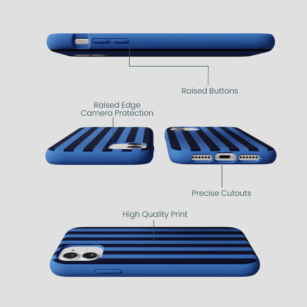 Electric Blue Sapphire Stripes iPhone 11 Case - Image 3
