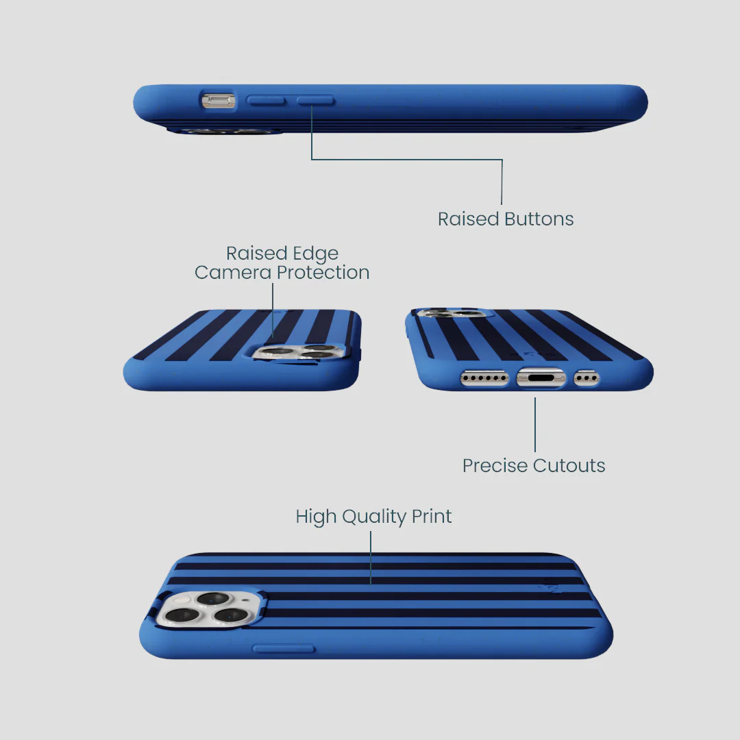 Electric Blue Sapphire Stripes iPhone 11 Pro Case - Image 3