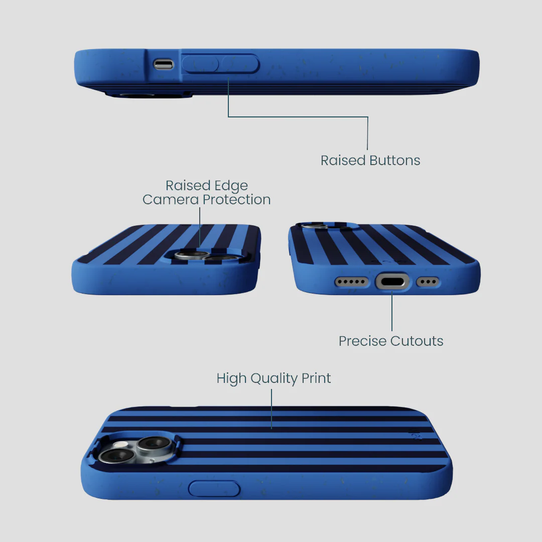 Electric Blue Sapphire Stripes iPhone 15 Case - Image 3