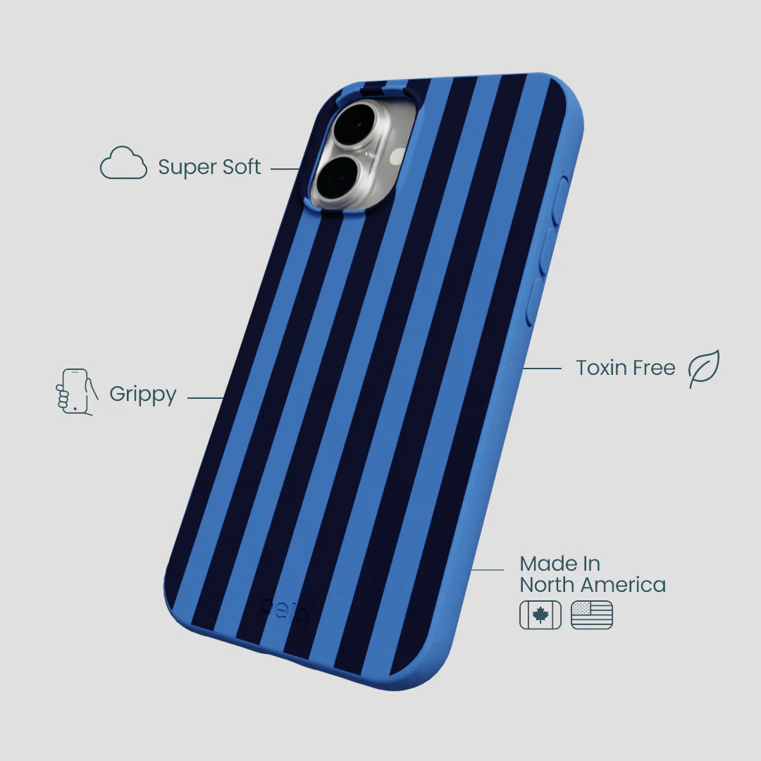 Electric Blue Sapphire Stripes iPhone 16 Plus Case - Image 4