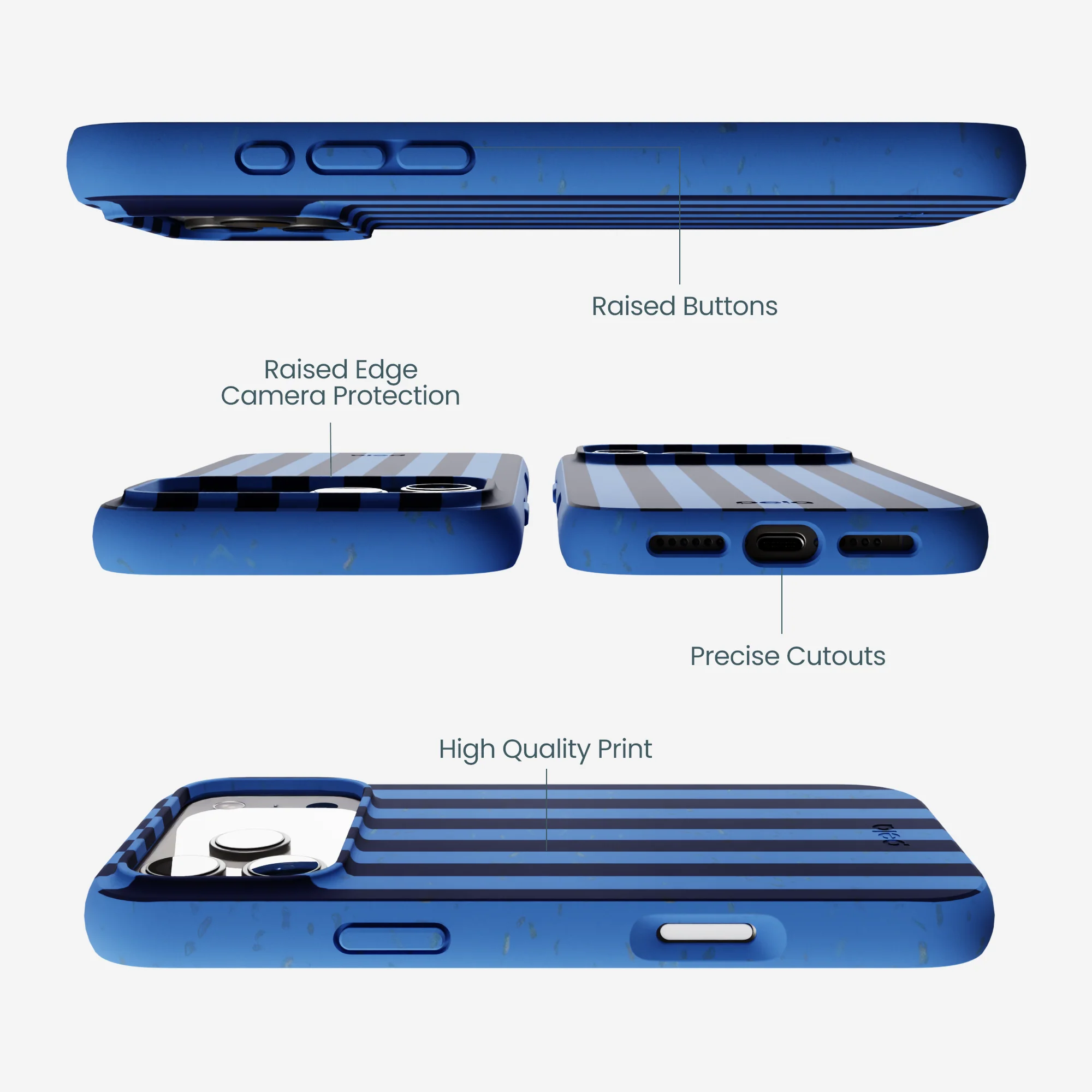 Electric Blue Sapphire Stripes iPhone 17 Pro Max Case - Image 3