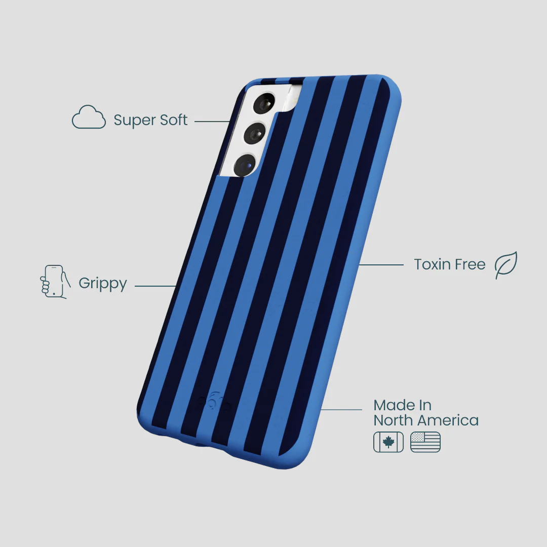Electric Blue Sapphire Stripes Samsung Galaxy S21 Case - Image 3