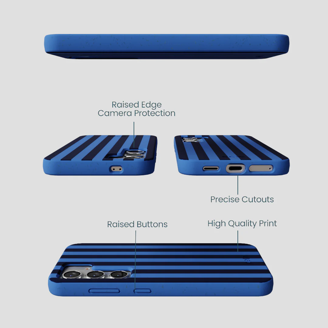 Electric Blue Sapphire Stripes Samsung Galaxy S25 Case - Image 2
