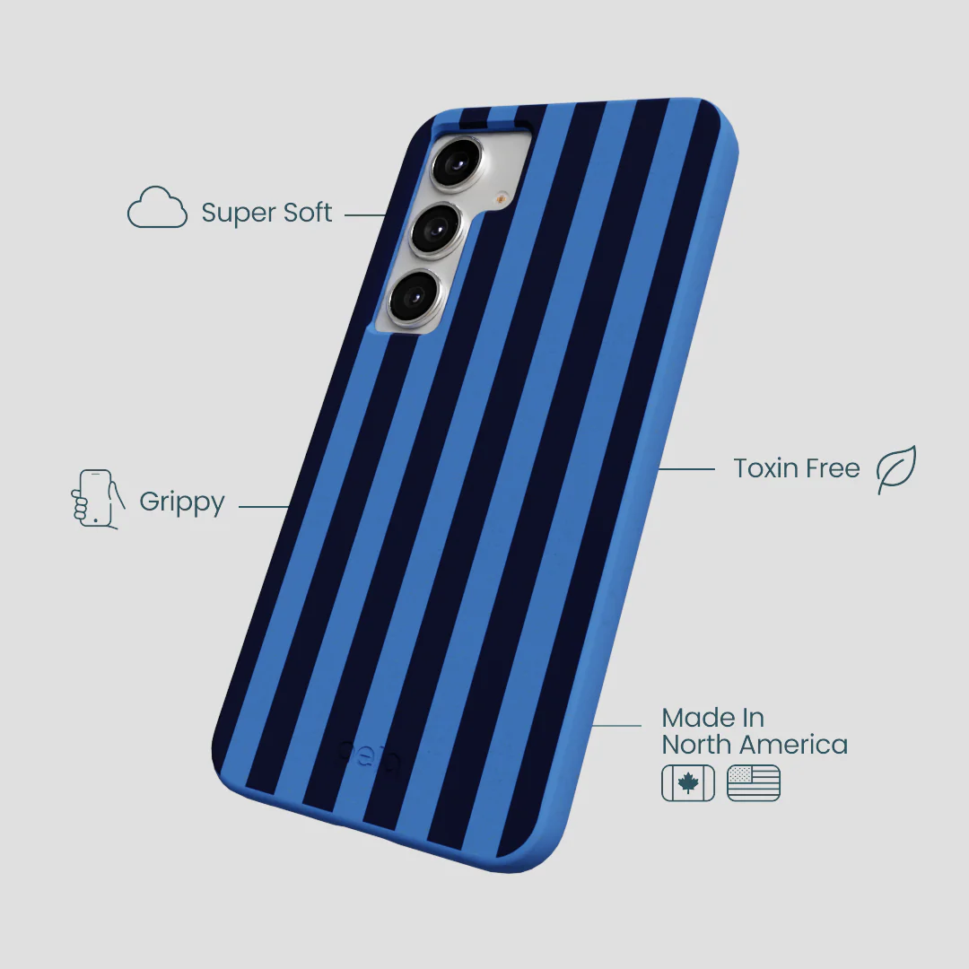 Electric Blue Sapphire Stripes Samsung Galaxy S25+(Plus) Case - Image 3