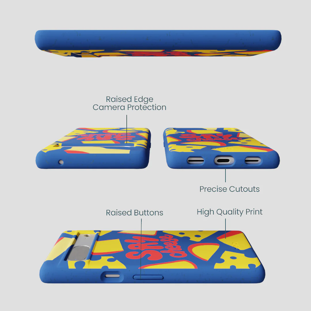 Electric Blue Say Cheese Google Pixel 7 Case - Image 3