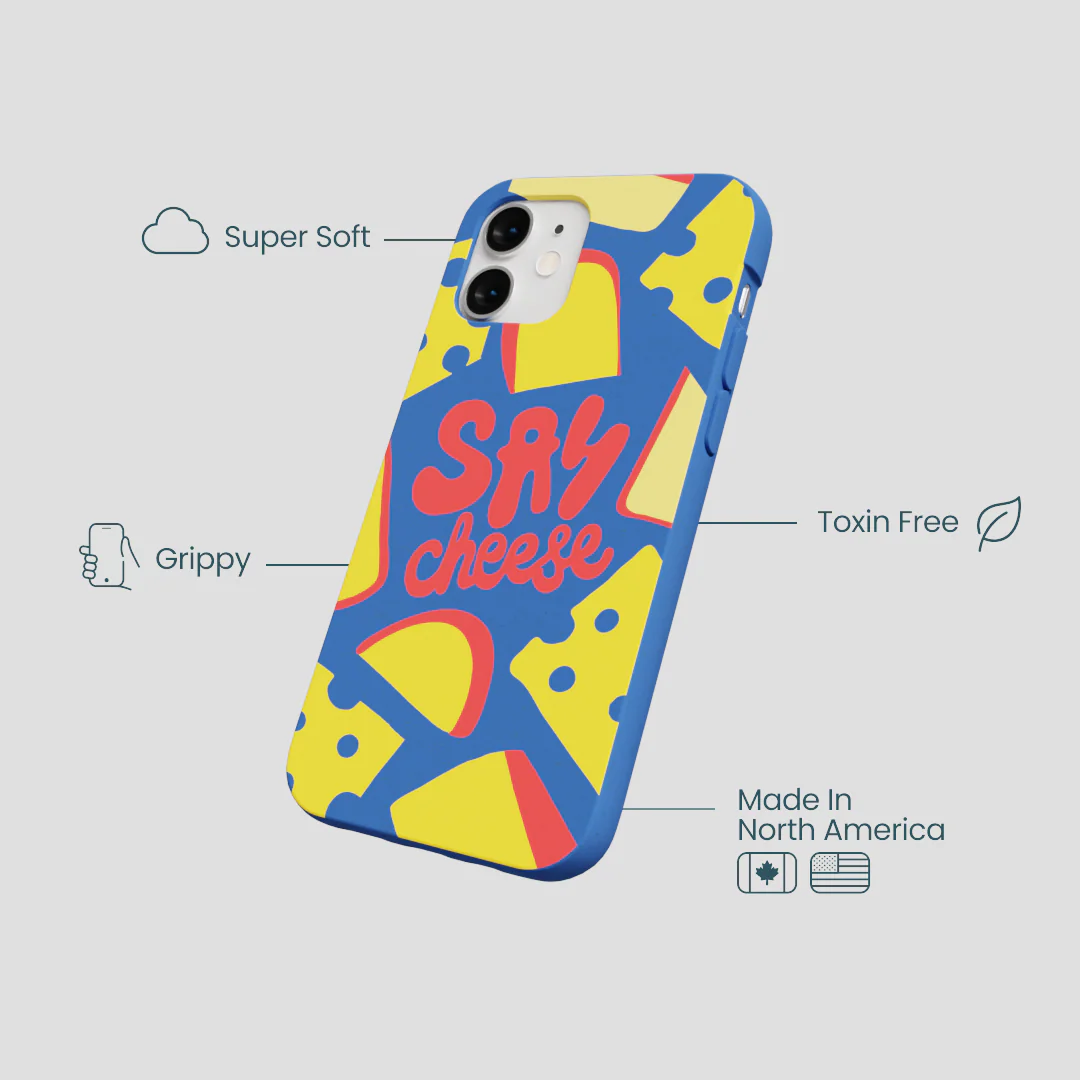 Electric Blue Say Cheese iPhone 12 Mini Case - Image 4