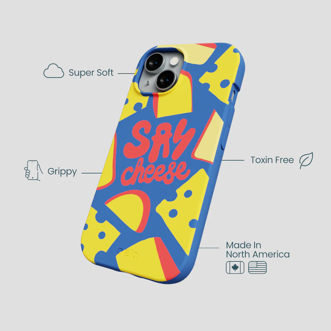Electric Blue Say Cheese iPhone 14 Case - Image 4