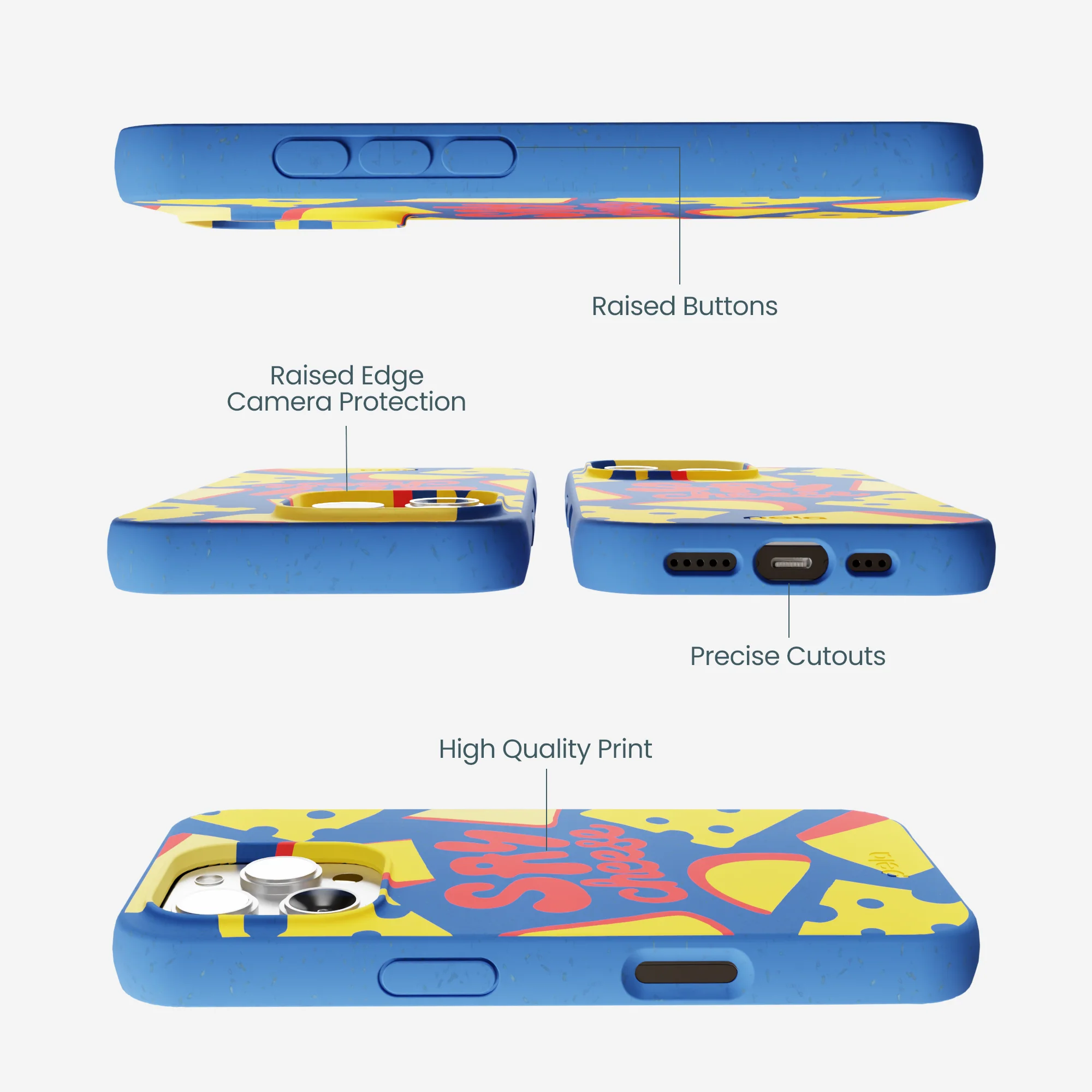 Electric Blue Say Cheese iPhone 16 Pro Max Case - Image 3