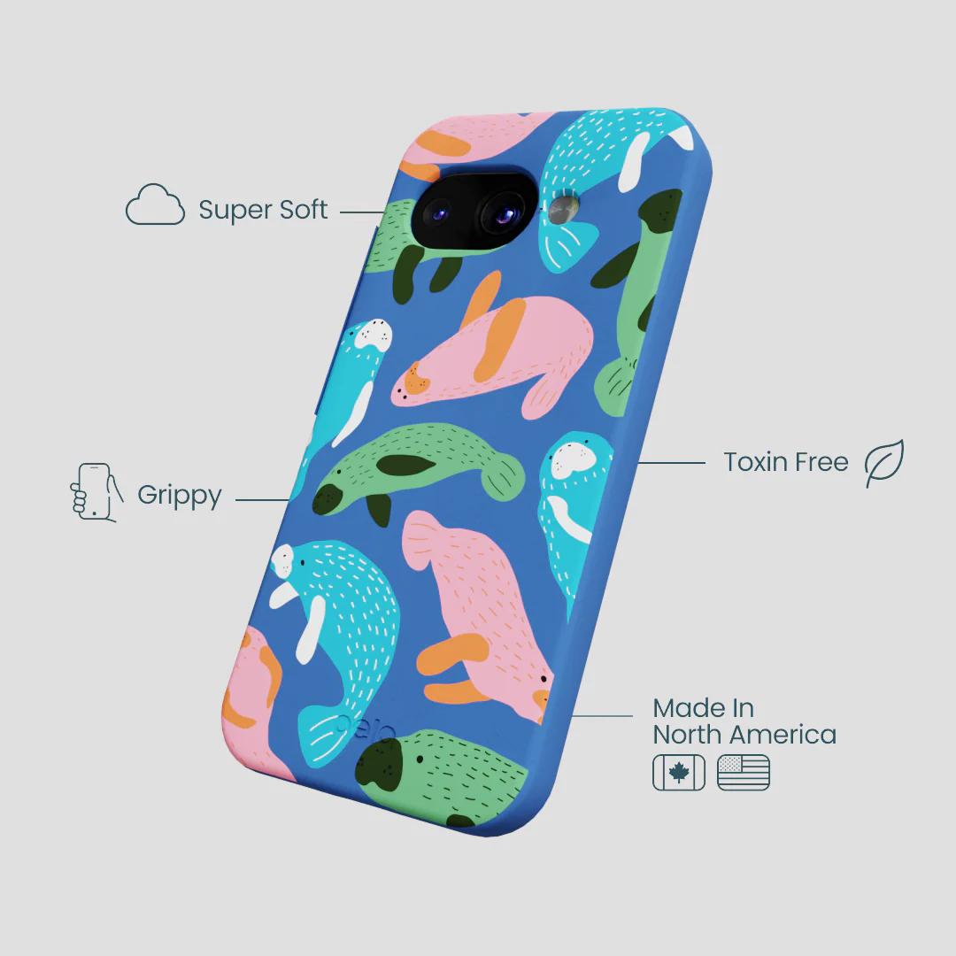 Electric Blue Sea Cows Google Pixel 9a Case - Image 4