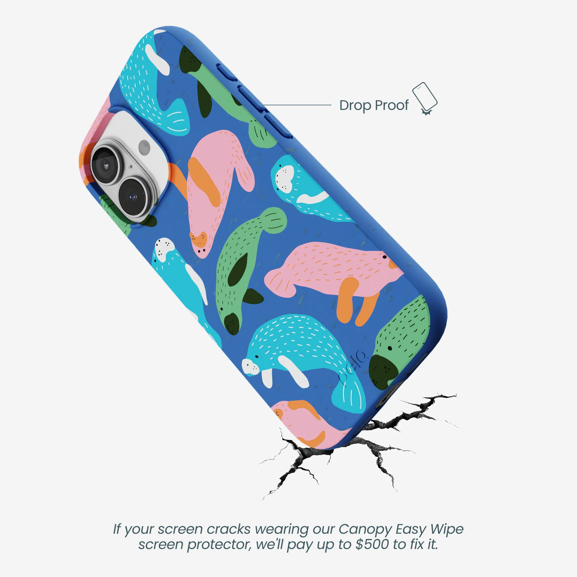 Electric Blue Sea Cows iPhone 17 Case - Image 5