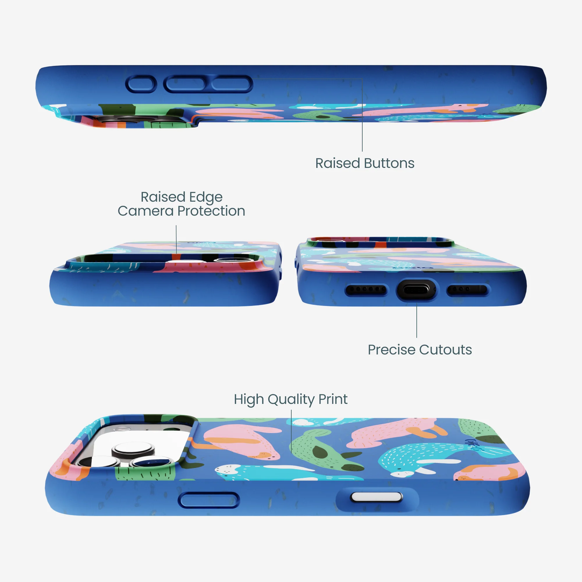 Electric Blue Sea Cows iPhone 17 Pro Max Case - Image 3