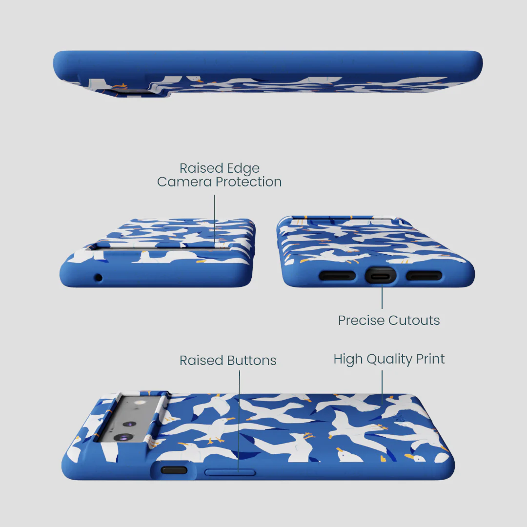 Electric Blue Seagulls Google Pixel 6a Case - Image 3