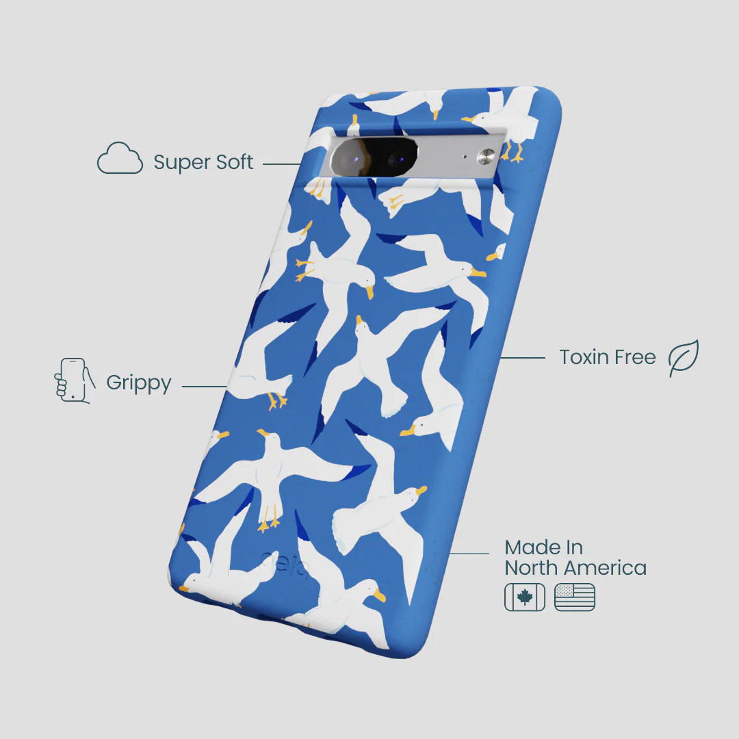 Electric Blue Seagulls Google Pixel 7a Case - Image 4