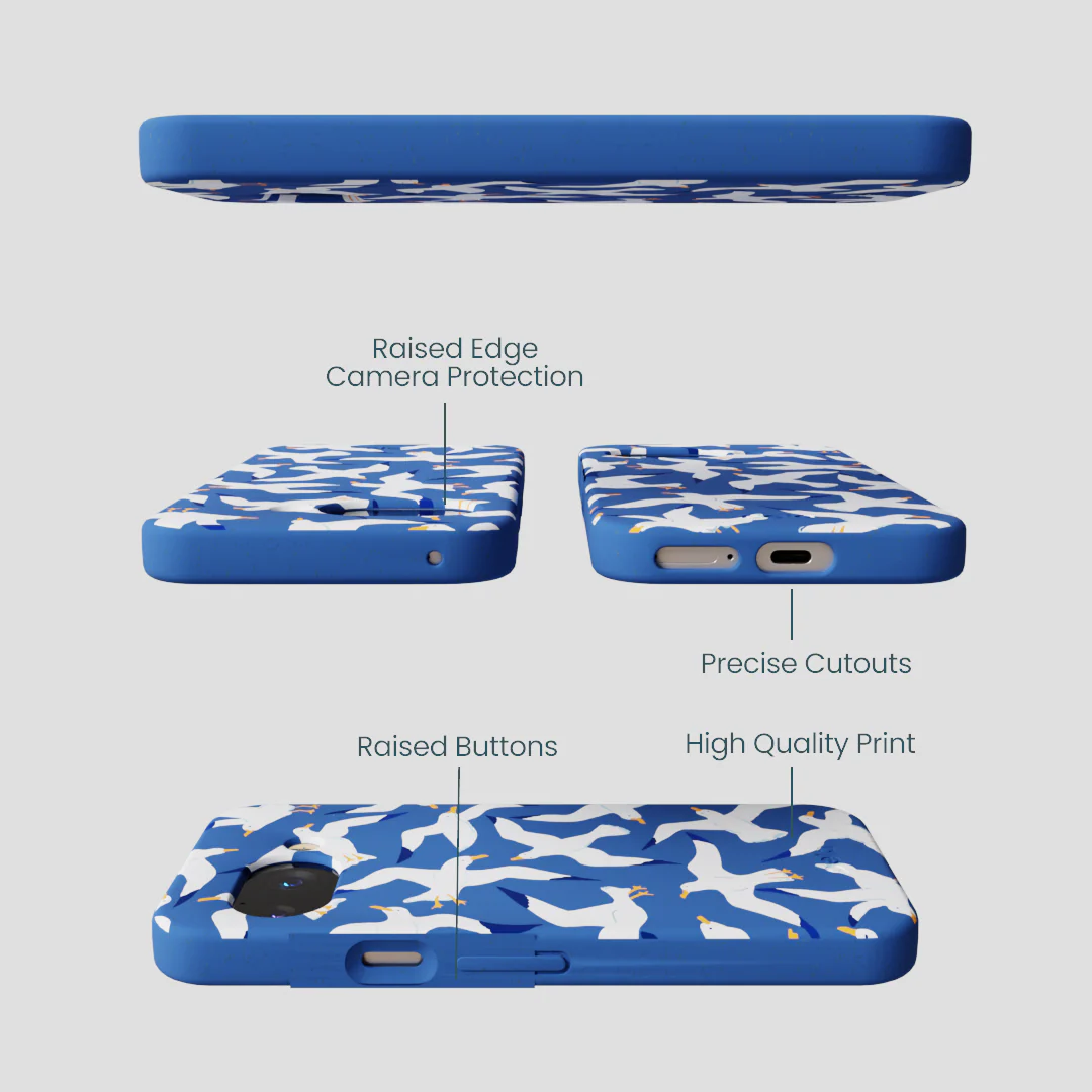Electric Blue Seagulls Google Pixel 9a Case - Image 3
