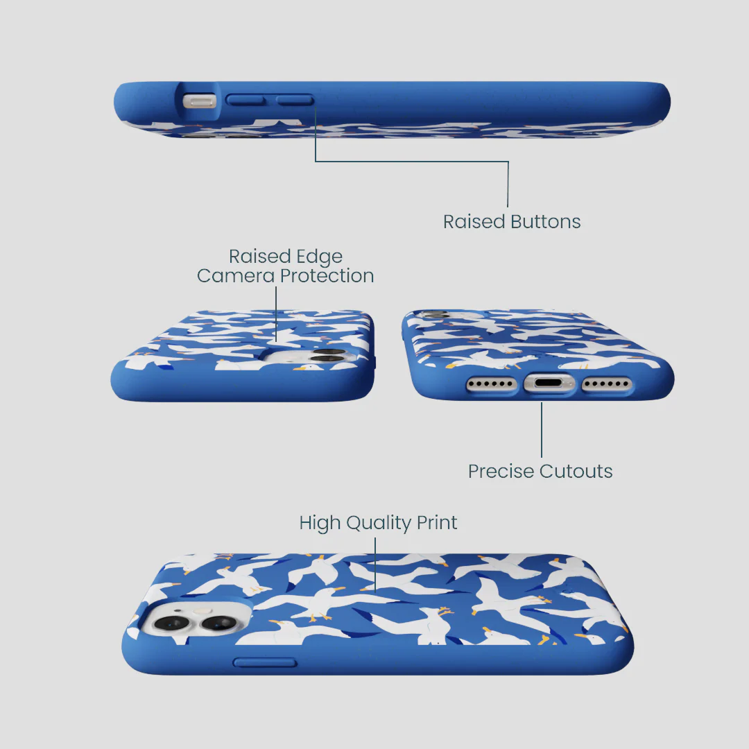 Electric Blue Seagulls iPhone 11 Case - Image 3
