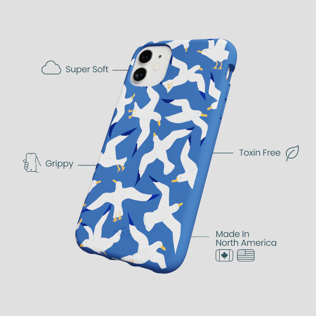 Electric Blue Seagulls iPhone 11 Case - Image 4