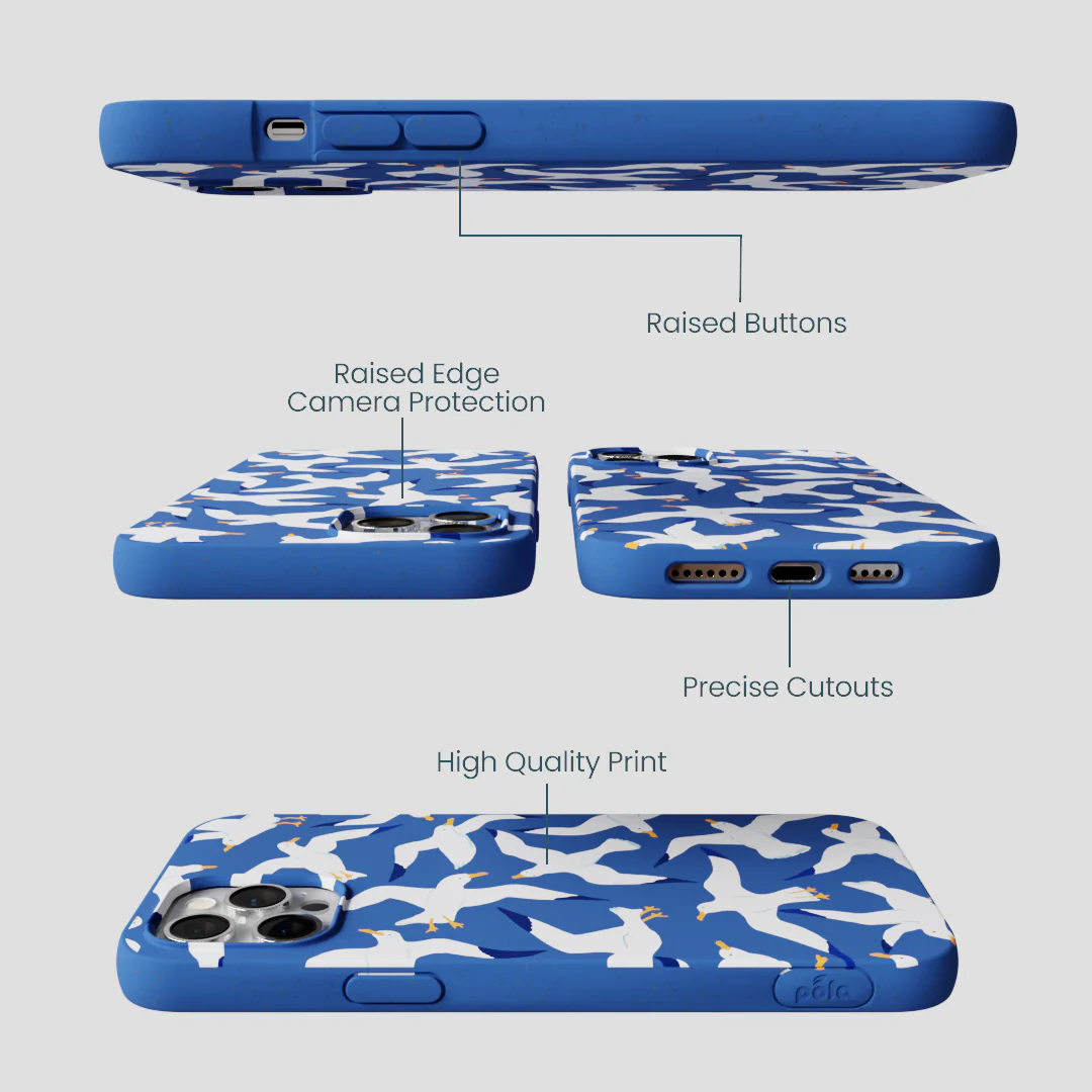 Electric Blue Seagulls iPhone 12 Pro Max Case - Image 3