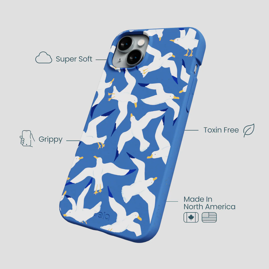 Electric Blue Seagulls iPhone 14 Plus Case - Image 4