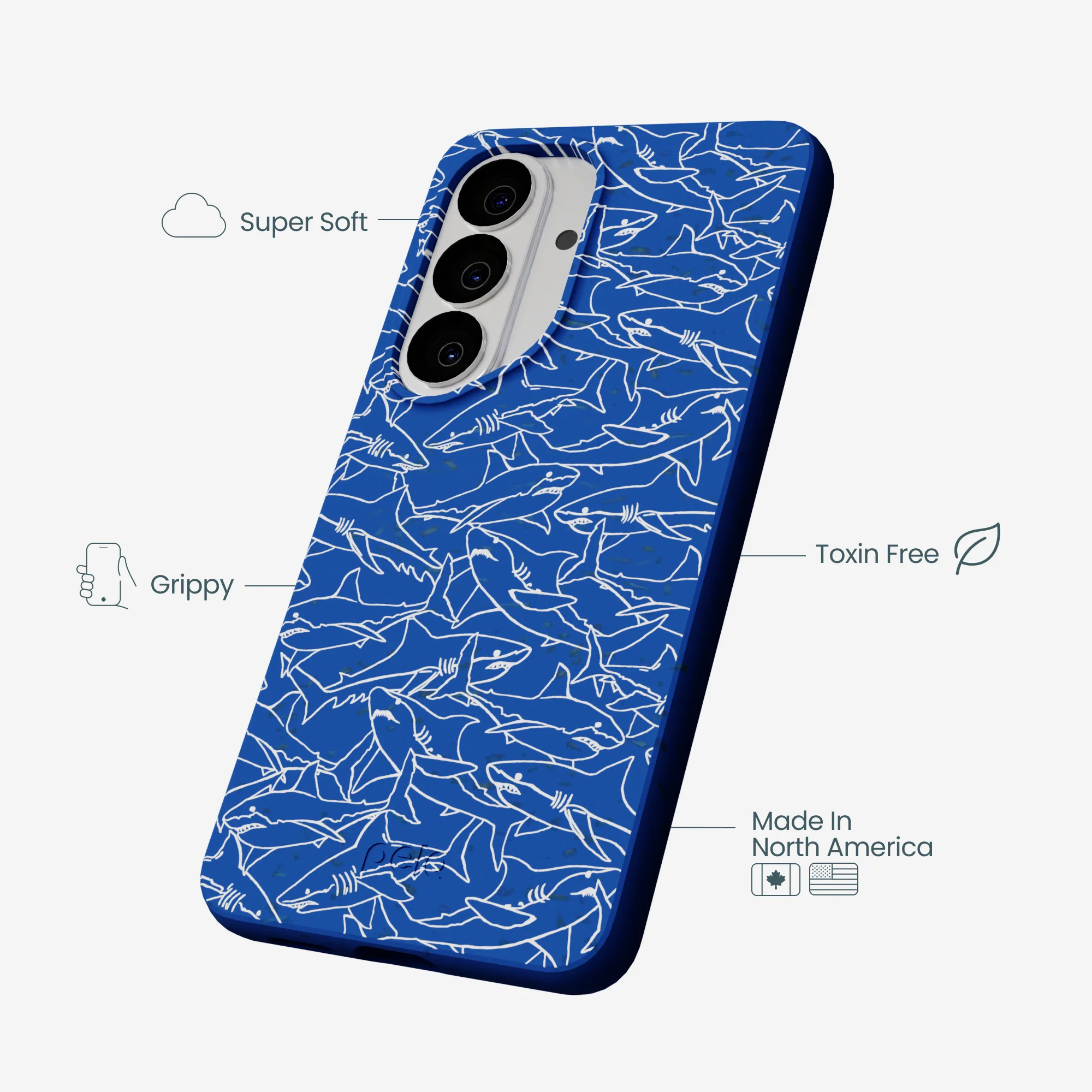 Electric Blue Shark Frenzy Samsung Galaxy S26 Case - Image 3