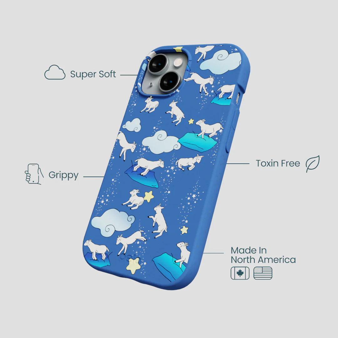 Electric Blue Sheep Dreamers iPhone 15 Case - Image 4