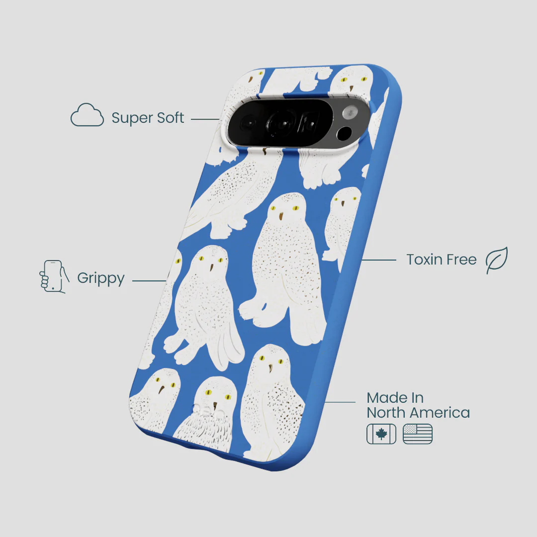 Electric Blue Snowy Owls Google Pixel 10/10 Pro Case - Image 4