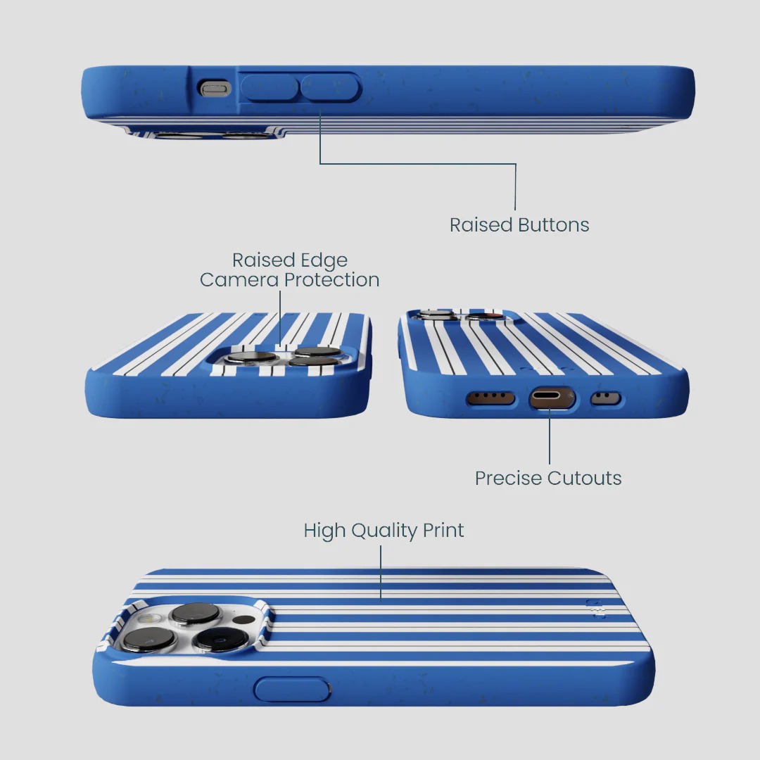 Electric Blue Striped Shirt iPhone 13 Pro Max Case - Image 3