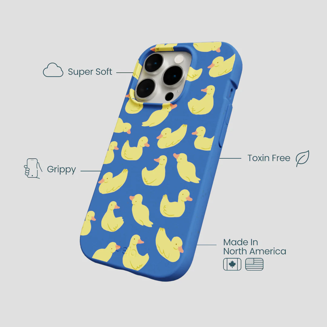 Electric Blue Sunny Ducklings iPhone 15 Pro Case - Image 4
