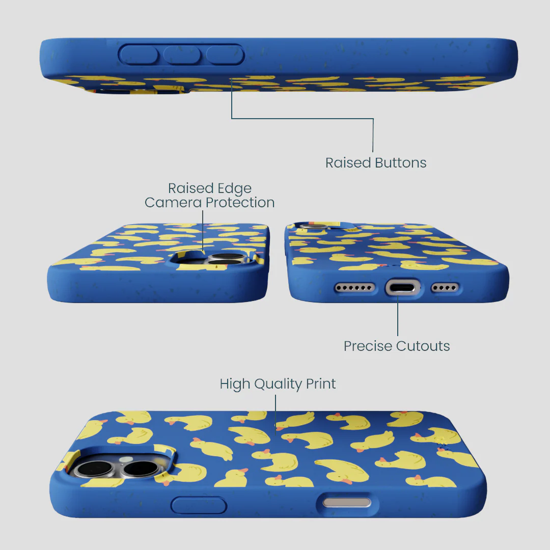 Electric Blue Sunny Ducklings iPhone 16 Plus Case - Image 3