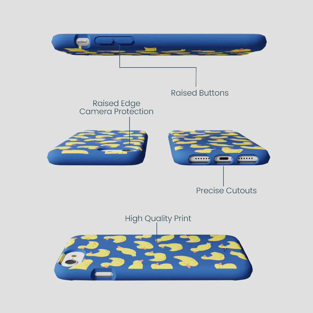 Electric Blue Sunny Ducklings iPhone 6/6s/7/8/SE Case - Image 3