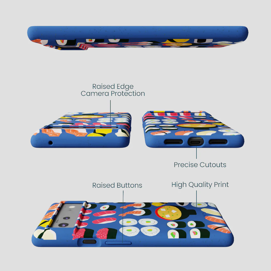 Electric Blue Sushi Night Google Pixel 6 Case - Image 3