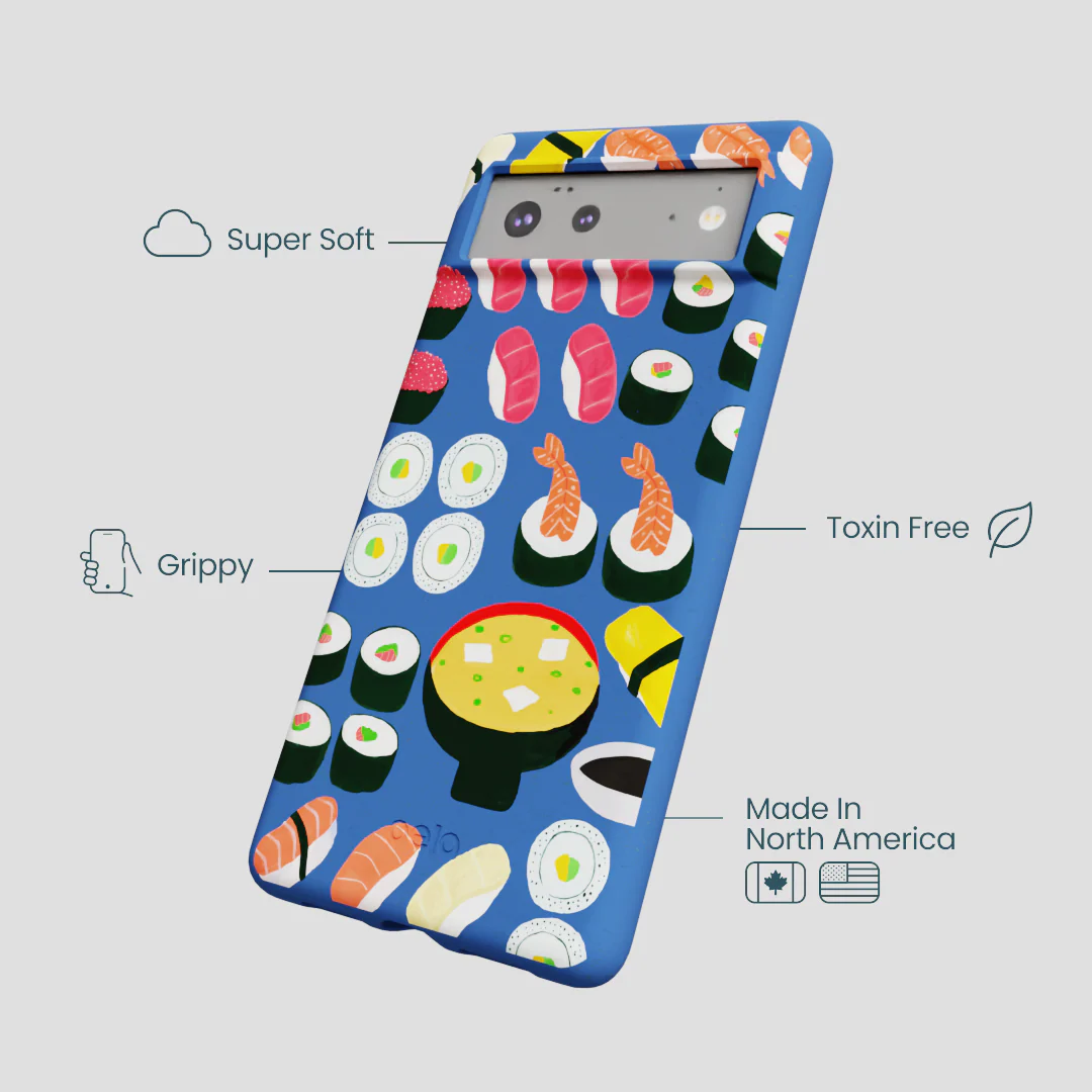 Electric Blue Sushi Night Google Pixel 6a Case - Image 4