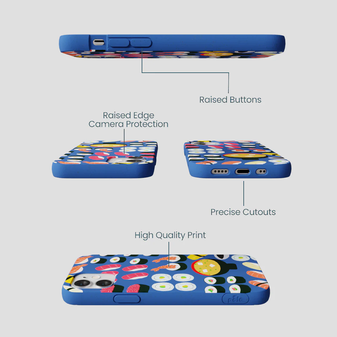 Electric Blue Sushi Night iPhone 12 Mini Case - Image 3