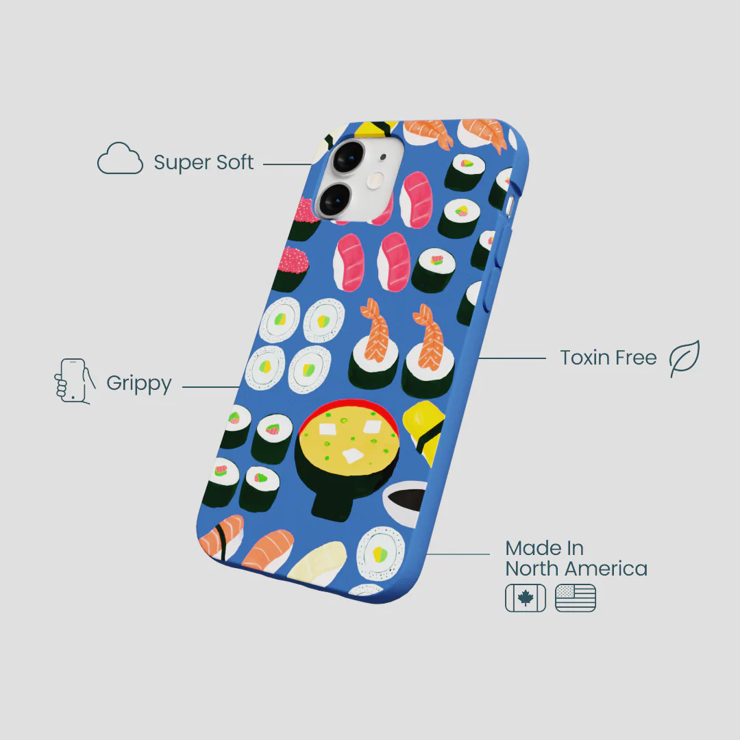Electric Blue Sushi Night iPhone 12 Mini Case - Image 4