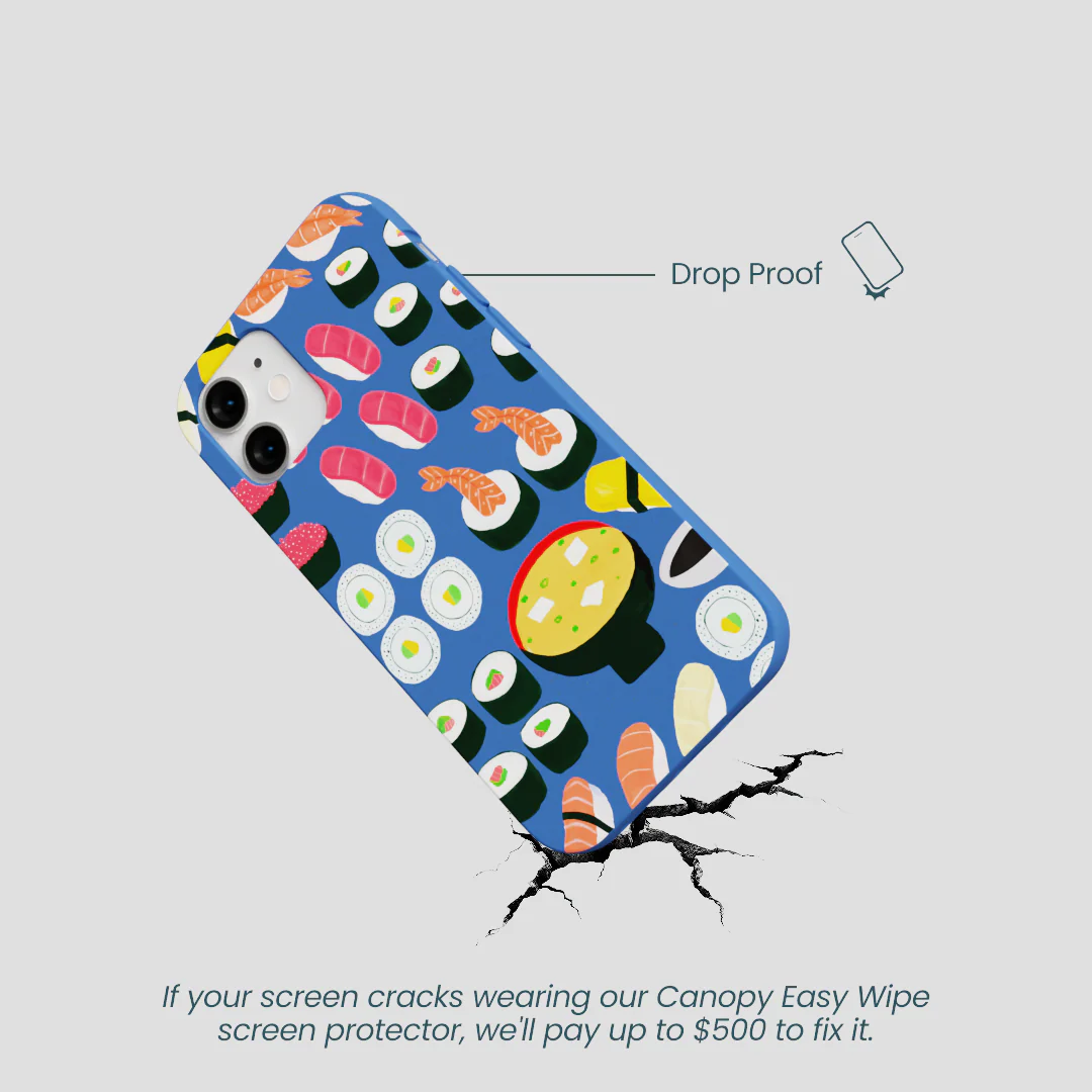 Electric Blue Sushi Night iPhone 12 Mini Case - Image 5