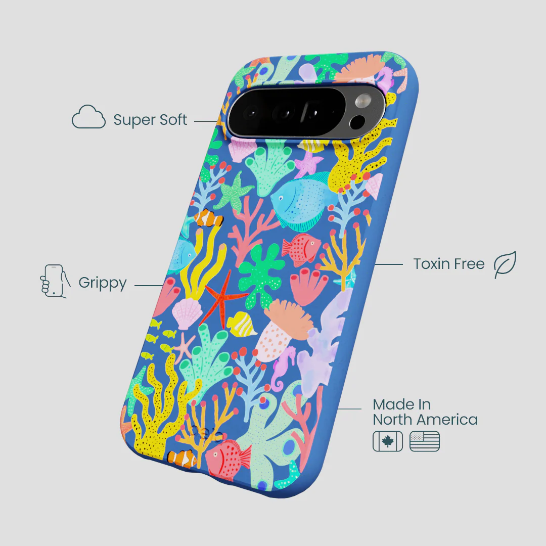 Electric Blue Underwater Blooms Google Pixel 10 Pro XL Case - Image 4