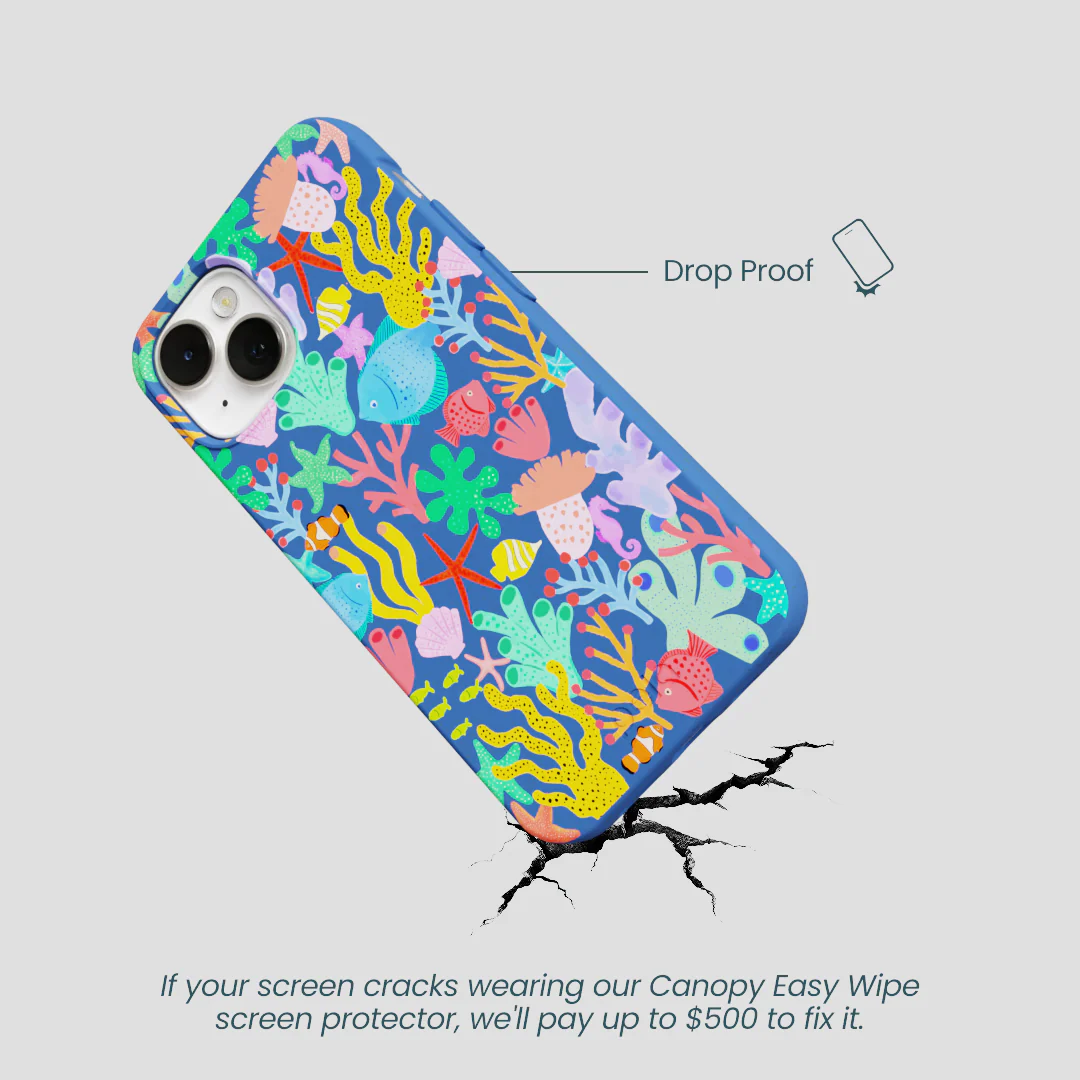 Electric Blue Underwater Blooms iPhone 13 Case - Image 5