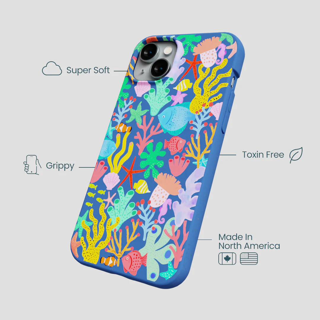 Electric Blue Underwater Blooms iPhone 14 Plus Case - Image 4