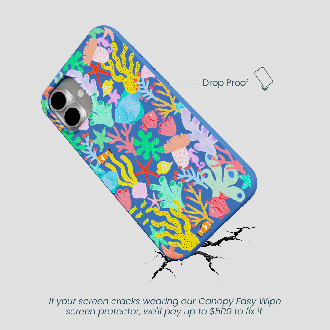 Electric Blue Underwater Blooms iPhone 16 Plus Case - Image 5
