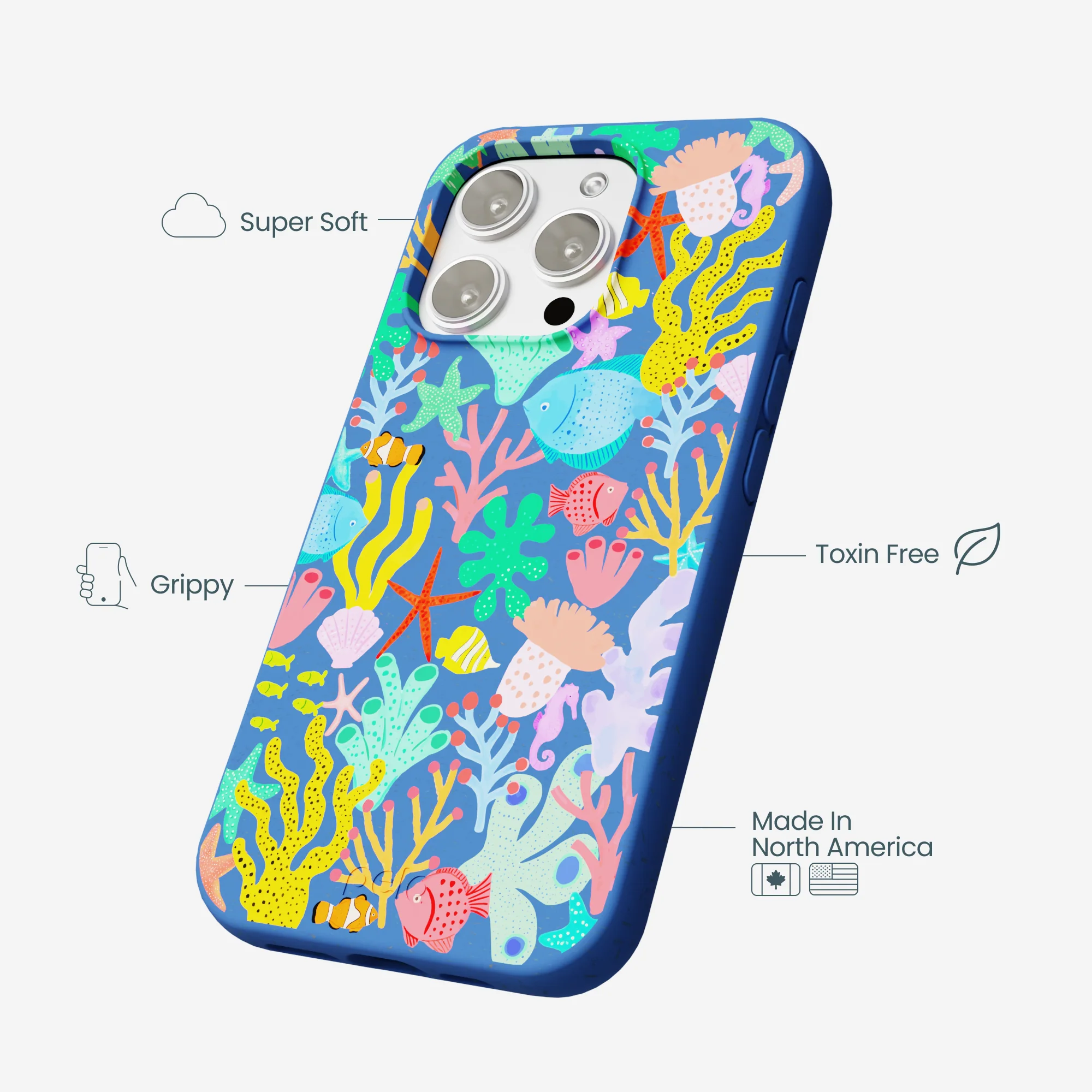 Electric Blue Underwater Blooms iPhone 16 Pro Max Case - Image 4