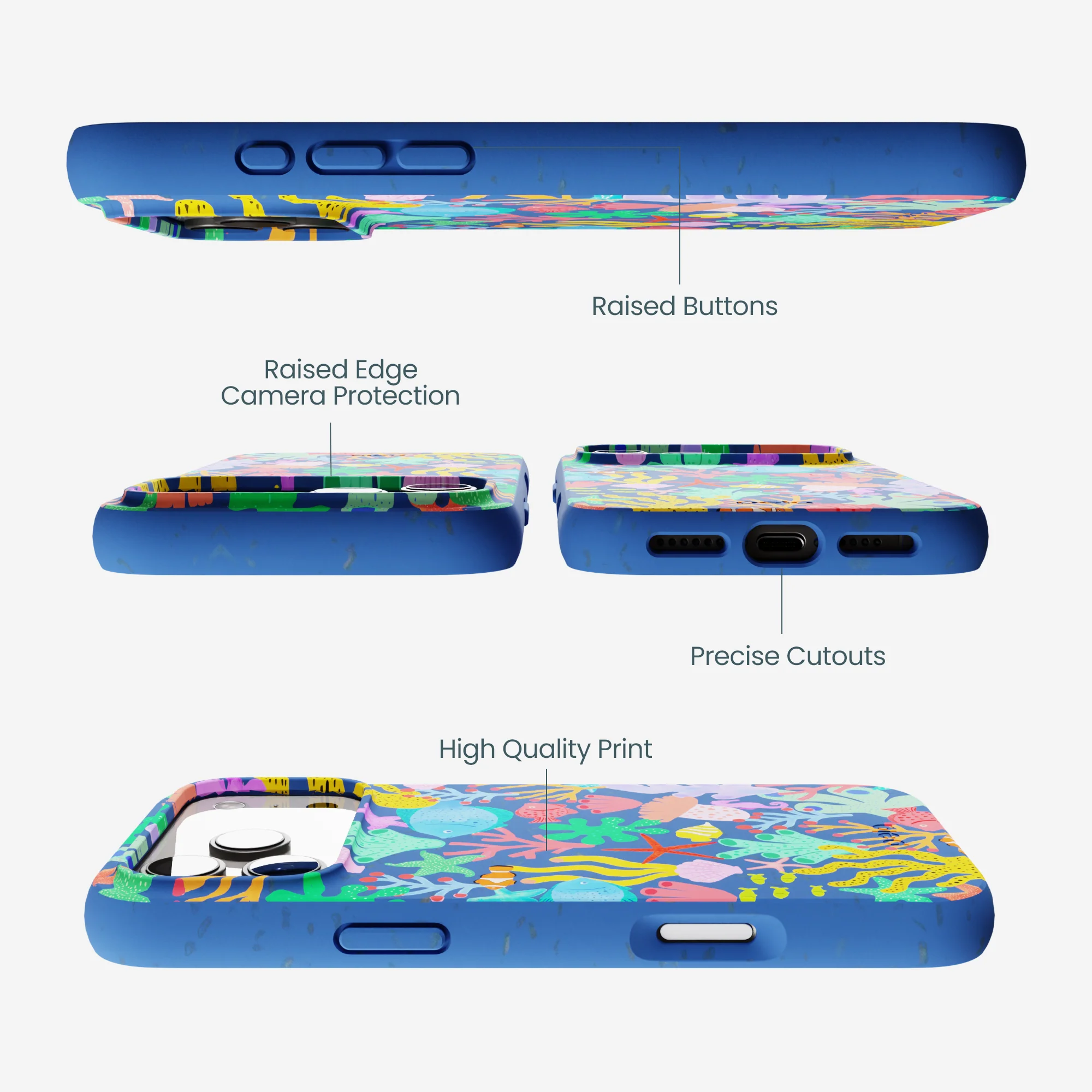 Electric Blue Underwater Blooms iPhone 17 Pro Max Case - Image 3