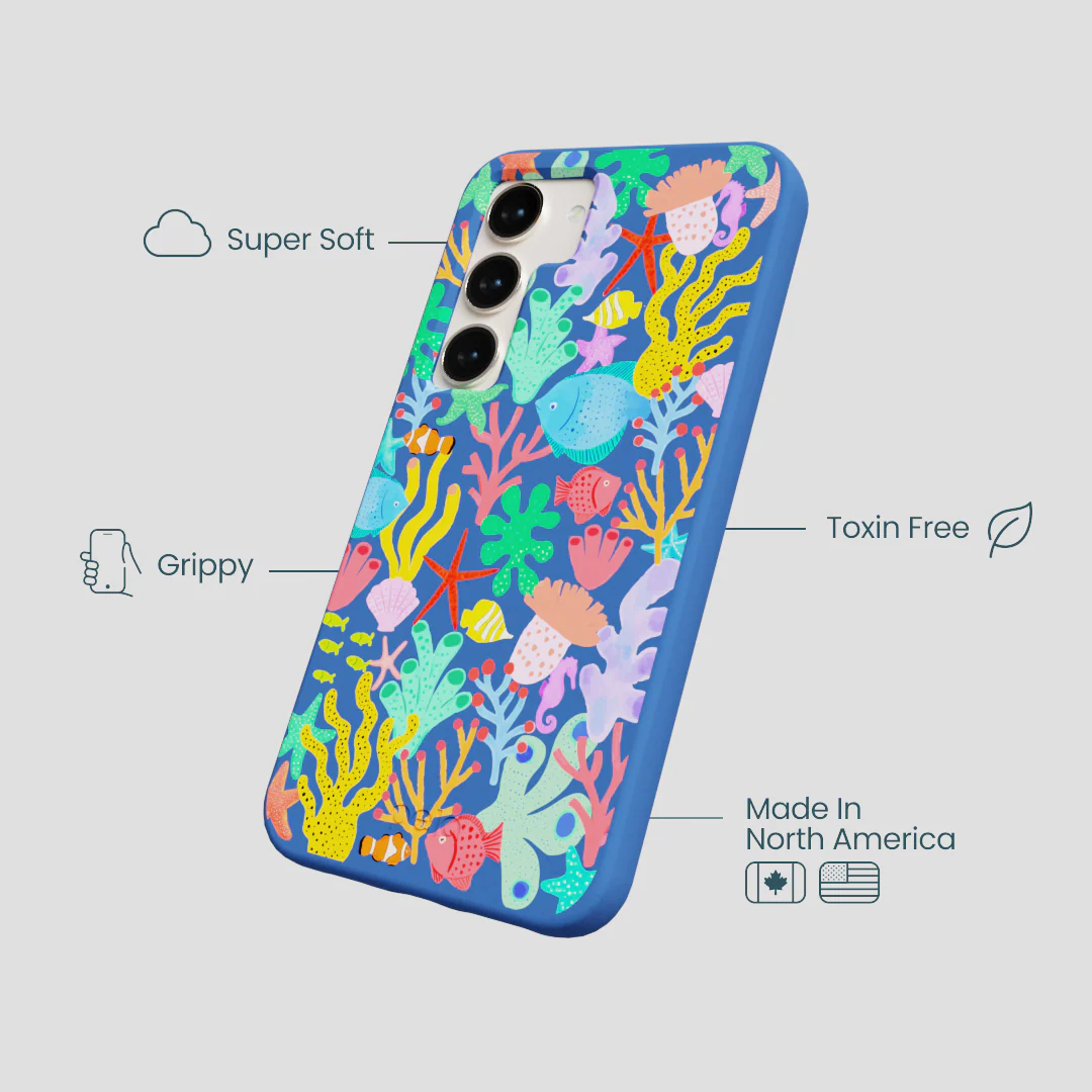 Electric Blue Underwater Blooms Samsung Galaxy S23 Case - Image 4